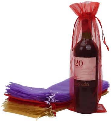 China Wine Packing Cheap Organza Bottle Bag Wine Package Drawstring Storage Bag For Wedding Birthday Party Festival Gift Favors for sale