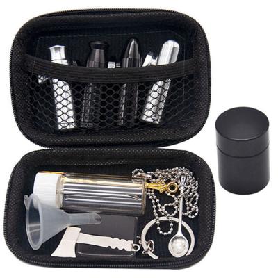 China Eco-Friendly Zinc Alloy Grinder Pipe Stuff Set Metal Smoking Pipe Weed With Tobacco Storage Bag Metal Spoon for sale