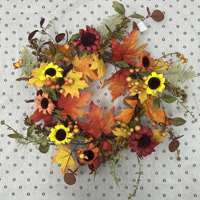 China EVA Factory Direct Sale Amazon Hot Autumn Features Artificial Flower Christmas Wreath Decorations Christmas Wreath for sale