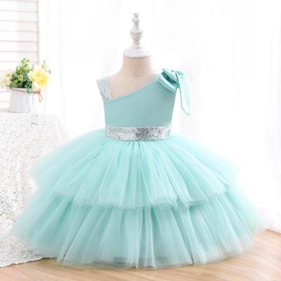 China OU Tong Factory Autumn High End Quality Washable Children's Mini Skirt Birthday Little Girl Girl's Wedding Dress With Flower for sale