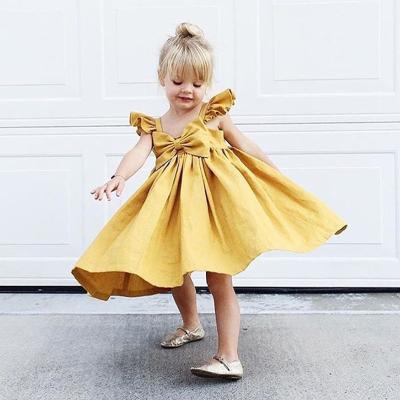 China Hot European Ins Toddler Baby Blouse Anti-wrinkle Ruffles Princess Dress Girl Mini Skirt Baby Dress Bow 0-5 Years Old for sale