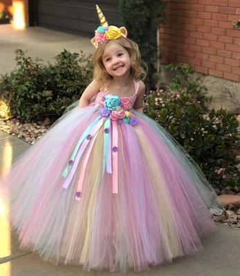 China Washable Baby Unicorn Dresses Girls Unicorn Dress Toddler Princess Rainbow Pink Halter Tutu Dress Cosplay Fancy Colorful for 3-11 Years Girl for sale