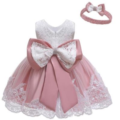 China Yoliyolei Washable Baby Clothes Ball Gown Princess Dress Infant Formal Birthday Baptism Party Kids Flower Girl Dresses With Big Bow for sale