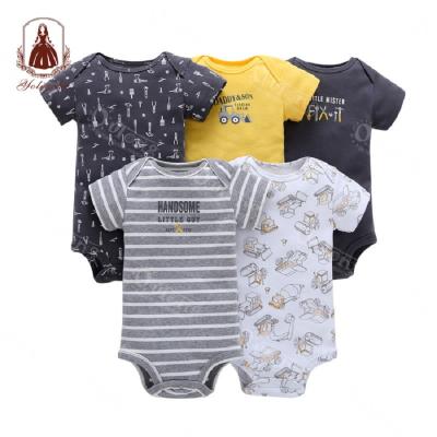 China 100% Baby Boy Pattern Cotton Boutique Polyester Kids Clothing Baby Girls Overalls Soft Cute Pajamas Overalls Short Sleeve Rompers for sale