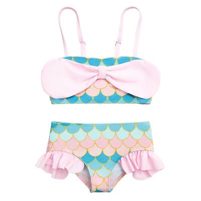 China 2021 Summer New Boutique Mermaid Style Slit Bikini Swimwear Little Girl Color Breathable Swimming Suit for sale