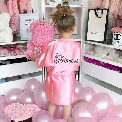 China QUICK DRY Long Robe Spa Pink Satin Pajamas Sleepwear Birthday 2 Years Old Baby Girl Little Kids Long Sleepwear Robes for sale