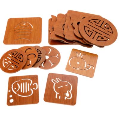 China Lovely Viable Creative Wooden Kitchen Coaster Mat Cartoon Wooden Cup Coaster for sale