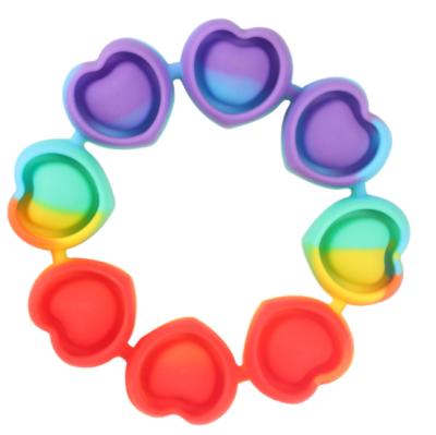 China Hot Selling Heart Round Bracelet Relaxation Stir Bracelet Toy Kid Toy Silicone Pressure Relief Candy Color for sale