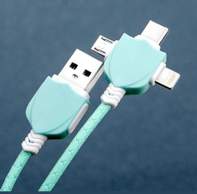 China Transfer Data and Charging Power 3 in 1 Android, Type-C and IOS Mobile USB Cable for Charging Power + Transmit Data for sale