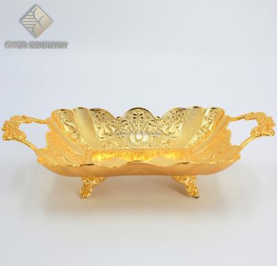 China Viable Tulip Design Gold Plated Rectangle Shape Chocolate Fruit Dish Bowl For Decoration for sale