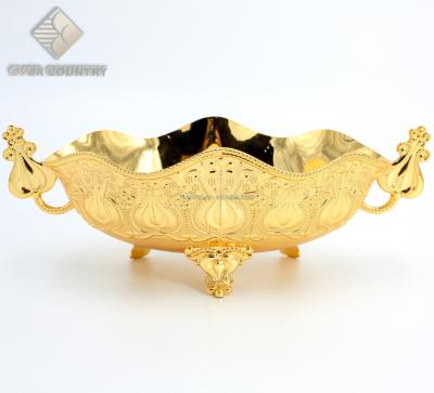 China 10 inchTulip Design Metal Sustainable Boat Shape Dried Fruit Bowl for sale