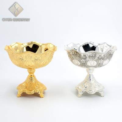 China 10 Inch Tulip Design Metal Stocked Round Shape Metal Candy Fruit Bowl With Stand for sale