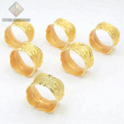 China Viable Set for 6 Tulip Design Gold Plated Round Shape Dinnerware High Grade Hot Selling Napkin Ring for sale