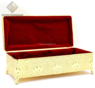 China Moden Tulip Design 5 Inch Metal Rectangle Shape Rings Decoration Jewelry Box for sale