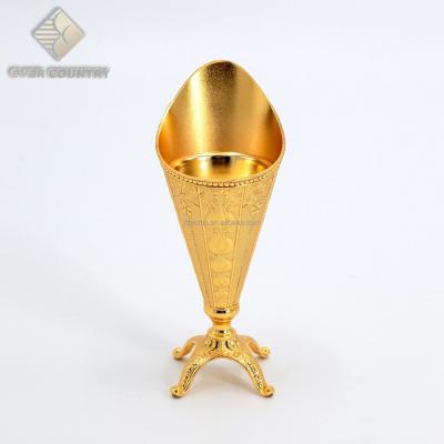 China Tulip Design Eco-friendly Royal Decoration Gold Plated Metal Wedding Arabic Censer for sale