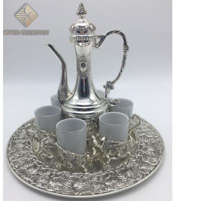 China China Grape Blossom Design 12 Inch Muslim Metal Zam Zam Silver Plated Set for sale