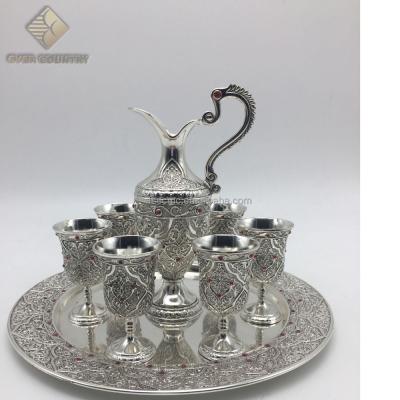 China China Bell Flower Design 9.5 Inch Muslim Metal Zam Zam Silver Plated Set for sale