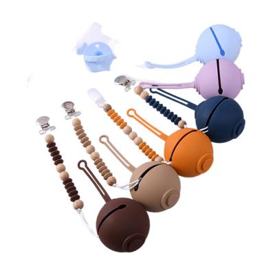 China Baby Pacifier Clip Box Food Grade BPA Bpa Silicone Teether Nipple Free Bag Holder Chain Case for sale