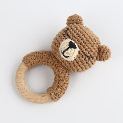 China Musical Cute Animal Baby Rattle Shape Rattle Wooden Teether Toys for sale