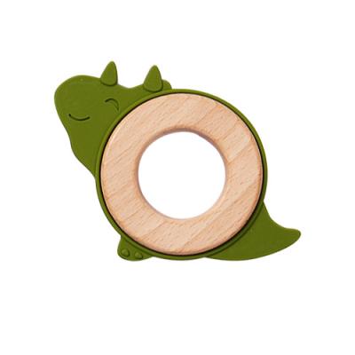 China 2022 Silicone Non-Toxic Tender Wooden Teethers Ring Baby Educational Wooden Toys for sale