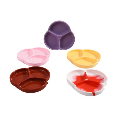 China BPA Free Food Grade Kids Feeding Dishes Set Supplies Baby Silicone Dinner Dish With Soft Fork And Spoon Sets for sale