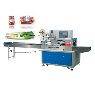 China Food Supermarket Stocks Fresh Vegetables And Fruits Sit Flow Packaging Machine for sale