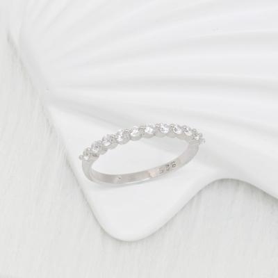 China High Quality Amazon Bases Plated Sterling Silver Round-Cut Cubic Zirconia Total Band Ring for sale