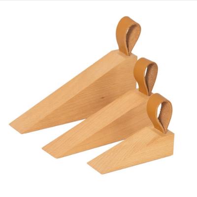 China Creative Solid Wood Door Stopper Durable Nordic Stepped Wooden Door Stopper Door Stopper for sale