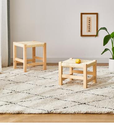 China Traditional Chinese Style Traditional Chinese Style Hand Knitting Canvas Stool Hemp Rope Tenon Structure Solid Wood Seat Customized for sale