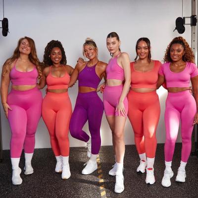 China Free Sample Women Breathable Seamless Gym Fitness Top Shorts Wear 5 Piece Yoga Set Legging Sets for sale