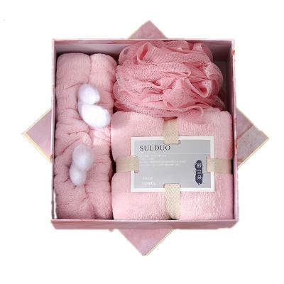 China Hot Sale Hypoallergenic Personalized Gift Bath Towel Set For Shower Microfiber Towel Hair Circle Bath Sponge For Monther's Day for sale