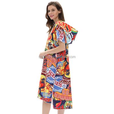 China 2022 Viable Hot Sale Women's Summer Quick Dry Lightweight Compact Towels Microfiber Printing Poncho for sale