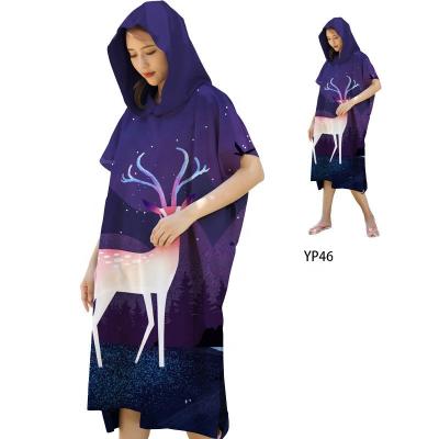 China Sustainable Microfibre Extra Large Loose and Comfortable Adult Poncho Overup Beach Hooded Towel Summer Surf Beach Towels for sale