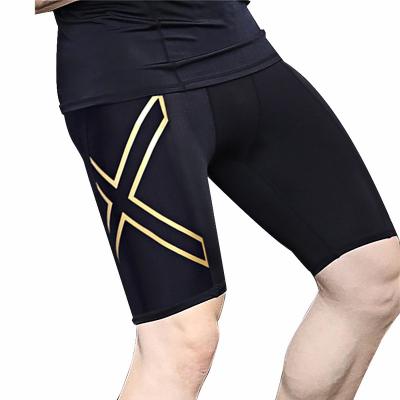 China 2021 Anti-wrinkle men's tight casual fitness yoga clothes men's shorts breathable sweat-wicking sports shape five pants for sale