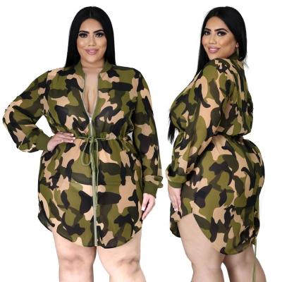 China New Arrival Breathable Fall Plus Size L-4XL Dresses Women Clothinng Camouflage Printing Dress Autumn Fashion Women Dresses for sale