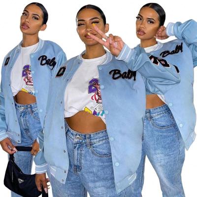 China New Arrival Casual Jacket Women's QUICK DRY Autumn Baseball Clothing Fashion Letter Solid Baseball Jacket for sale