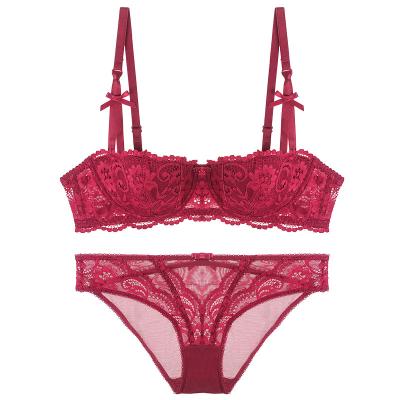 China Wholesale New Design Embroidery Breathable Lingerie Bra Set Sexy Lace Bras Woman Sexy Bra and Panty Sets for sale