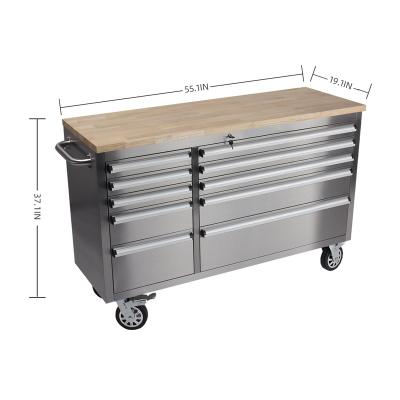 China High Quality Hardware Tool Box with Wheels 10 Drawer Tool Cabinet and Tool Box WMTB-551837-S1 for sale