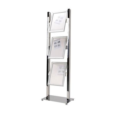 China Multi-occasions Stainless Steel Display Rack Poster Stand 3 Tier Cupcake Stand Display WMSPR-3835122-S1 for sale