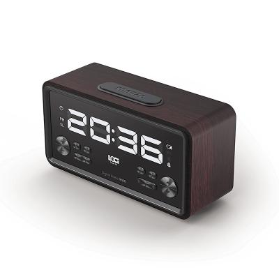 China Home Bedside Radio Wooden Clock Radio Wireless BT Speaker for sale