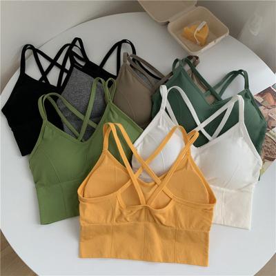 China Chest upper chest beautiful small summer QUICK DRY back anti-glare tube gathered bra girl underwear no back ring steel sports thin sling for sale