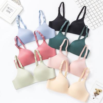 China Student Breathable One-Piece Underwear Bra Solid Color Push Up Bra Strap Ladies Detachable Shiny Bra for sale