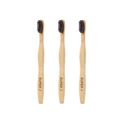 China Factory price bamboo toothbrush toothbrush charcoal bristle soft bamboo family 4 packs for sale