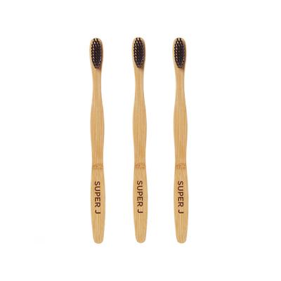 China Natural Bamboo Toothbrush Biodegradable Black Soft Nylon Bristle Bamboo Toothbrush Charcoal for sale