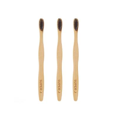 China Eco Bamboo Natural Nylon Bristle Toothbrush Black Bamboo Toothbrush Custom Logo for sale