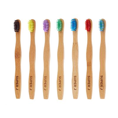 China Professional Bamboo Charcoal Soft Natural Wood Bristle 100% Biodegradable Bamboo Toothbrush Private Logo for sale