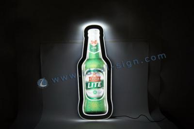 China Beer Bottle Luminous Slim LED Sign By Silk Printing Technics For Advertisement for sale