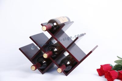 China Tabletop Pine Wooden wine Rack with W Shape 8 Bottle holed 42*17.5*29CM for sale