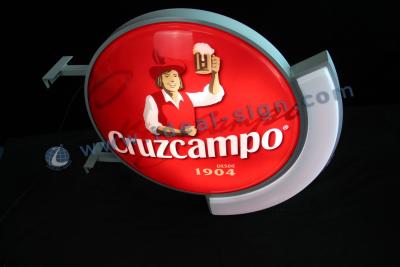 China Cruzcampo Round Acrylic Vacuum Formed Blister Light Box For Business Advertising for sale