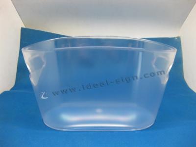 China Clear Plastic Curved Liquor Beer Ice Bucket with Two Handles Besides for sale